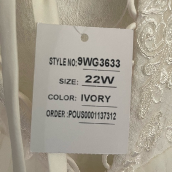 David's Bridal 22W Strapless Wedding Dress with Lace Corset Bodice STYLE# WG3633 - Picture 14 of 15